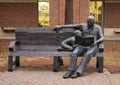 Sculpture titled `Oh The Places You Will Go` by unknown artist outside library in McKinney, Texas. Royalty Free Stock Photo