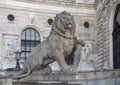 Stone sculpture Lion with Shield, Neue Burg or New Castle, Vienna, Austria Royalty Free Stock Photo