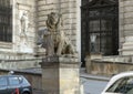 Stone sculpture Lion with Shield, Neue Burg or New Castle, Vienna, Austria Royalty Free Stock Photo