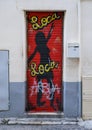 Graffitis on a roll down door, Antibes, France