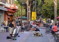 Street performers on a street in Juan-les-Pins near La Pinede