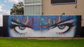 Striking eye mural by Dallas based artist and photographer Angela Antonson outside the Lorenzo Hotel.