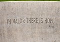 Quote for the police memorial `Radiant Shield` by Shane Allbirtton and Norman Lee at the police station in Richardson, Texas.