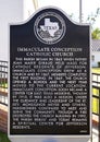 Texas Historical Commission marker for the Immaculate Conception Catholic Church in the City of Jefferson, Texas.