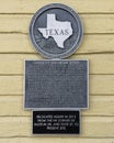 Texas Historical Commission Medallion for the Santa Fe Railroad Depot in Garland, Texas.