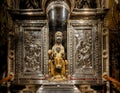 A 12th-century statue of Our Lady of Montserrat, the Black Madonna, in the Basilica at Santa Maria de Montserrat Abbey.