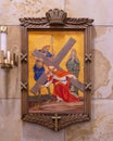 The third of the Fourteen Stations of the Cross inside Christ the King Church in Dallas, Texas. Royalty Free Stock Photo