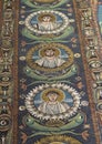 Three Apostles on the triumphal arch mosaics of Jesus Christ and the Apostles in the Basilica of San Vitale in Ravenna, Italy. Royalty Free Stock Photo