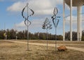 Lyman Whitaker Wind Sculptures on display in Bransford Park in the City of Colleyville, Texas.