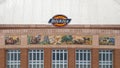 Three-panel mosaic tile mural on the north entrance of Fort Worth`s Dickies Arena by EverGreene Architectural Arts.