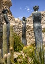 `Earth Goddesses` sculpture by Jean Philippe Richard in the Exotic Garden of Eze, France