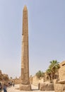 Thutmose I Obelisk with the 3rd Pylon and Amenhotep III Court in the background in the Karnak Temple complex near Luxor, Egypt. Royalty Free Stock Photo