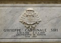 Tomb of Guiseppe Siri, Archbishop of Genova 1946 to 1987, located in the Genoa Cathedral