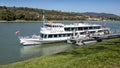 Tourboat unloading tourists at Danube Station 9, Melk, Wachau Valley, Lower Austria. Royalty Free Stock Photo