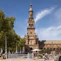 North Tower of the Plaza de Espana in Seville, Andalusia, Spain.