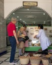 Tourists receiving the first phase of a tour through AUX100.000 Epices, the number 1 herborist in Marrakech, Morocco.