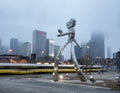 Traveling man stainless steel scupture, Deep Ellum, Dallas, Texas