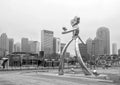 Traveling man stainless steel scupture, Deep Ellum, Dallas, Texas