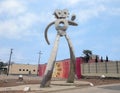 Traveling man stainless steel scupture, Deep Ellum, Dallas, Texas