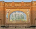 Mural by Richard Haas on the side of the National Cowgirl Museum and Hall of Fame in Fort Worth, Texas. Royalty Free Stock Photo