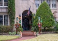 Two nutcrackers standing guard beside the front steps of an expensive home in Highland Park, Dallas County, Texas Royalty Free Stock Photo