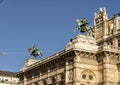 Statues of riders on winged horses on the Vienna State Opera building, Austria