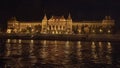 University of Technology at night from the River Danube, Buda, Hungary Royalty Free Stock Photo