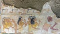 Part of a fresco on the south side of the west wall of the tomb of Nakht, tomb TT52 in the Theban Necropolis near Luxor, Egypt. Royalty Free Stock Photo