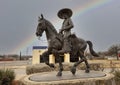 `Vaquero of Fort Worth`, a 10-foot bronze statue by Tomas Bustos and David Newton in Fort Worth, Texas.