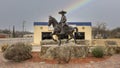 `Vaquero of Fort Worth`, a 10-foot bronze statue by Tomas Bustos and David Newton in Fort Worth, Texas.
