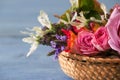 Various kind of flower head in the basket Royalty Free Stock Photo