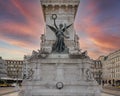 Victory Sculpture, Monument to the Restorers in in Restauradores Square in Lisbon, Portugal.