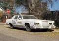 Vintage 1977 Lincoln Town Car with Food Shark painted on the side in Marfa, Texas.