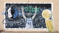 Wall art mural with Dirk Nowitzki in Deep Ellum, Dallas, Texas