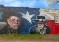 Wille Nelson and Stevie Ray Vaughn mural, Bishop Arts District, Dallas, Texas