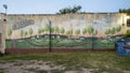 `Welcome to Elmwood` mural on the side of a business in the historic Elmwood neighborhood of central Oak Cliff in Dallas. Royalty Free Stock Photo