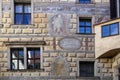 Frescoe in a courtyard, Cesky Krumlov Castle, Czech Republic