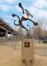 Whimsical metal dog sculpture, Bark Park Central, Deep Ellum, Texas