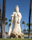 White marble statue of ancient Chinese warrior at a resort on the Big Island, Hawaii. Royalty Free Stock Photo