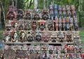 Painted wooden Mayan masks for sale in Chichen Itza Royalty Free Stock Photo