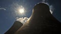 Cooling towers against the high noon sun in the Latrobe Valley Royalty Free Stock Photo