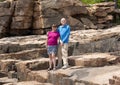 64 year old Korean woman and her 75 year old Caucasian husband on a family vacation in Bar Harbor, Maine.