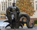 `Youth`, a bronze life-sized statue by American sculptor Paul Manship at Rockefeller Plaza, New York City. Royalty Free Stock Photo