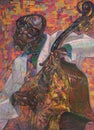 series `Jazz People.` Artist Roman Nogin. , oil painting, bright color, jazz, singer, musician