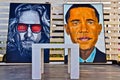 Pictures of Barack Obama and Jeff Bridges Royalty Free Stock Photo