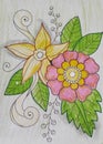 Pictures of beautiful flowers and green leaves for wall hangings