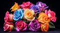 Pictures of bouquets of roses in various colors, that convey a good meaning of love, and beauty, for each other, generative ai