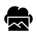 Pictures cloud storage glyph icon vector illustration