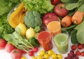Pictures of fresh fruit and vegetable juices Royalty Free Stock Photo