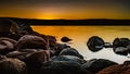 Sunset over the Oslofjord, Norway, Scandinavia